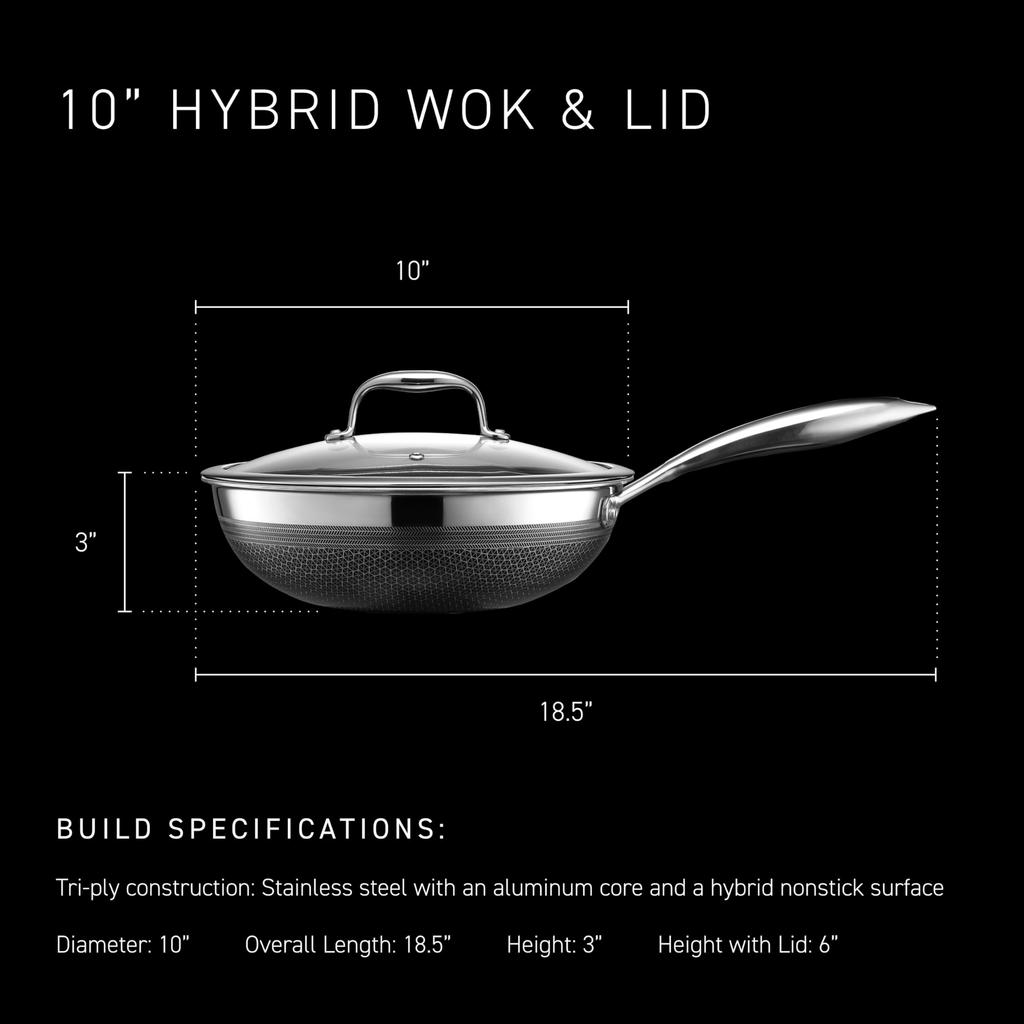 HexClad Hybrid Wok Safe Direct Sales Warranty Non-Stick [26cm] [Non-stick coating] IH/Oven/Dishwasher (Manufacturer Only, Included) [HexClad]