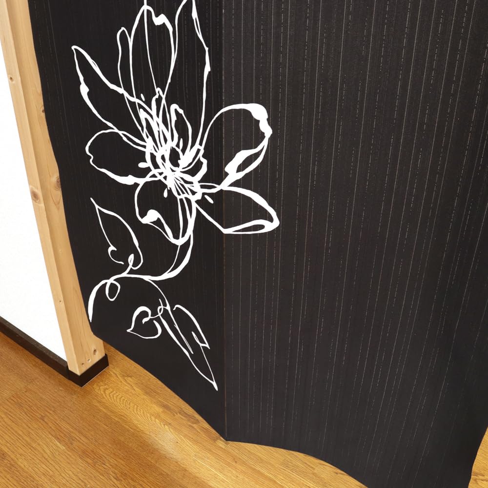 Noren Kobo Noren Stylish Floral Print Long Simple and Room 85cm Wide x 170cm Uenusta 2253 Curtain, Tapestry, Natural, Divider/Privacy Screen, Long,