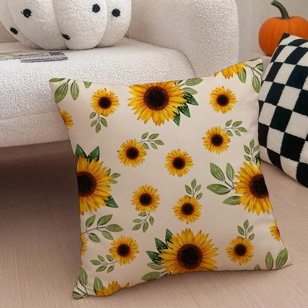 Full Print Floral Print Pattern Art Cushion Cover Throw Pillow Cover Hidden Button Durable Polyester Chair Cushion