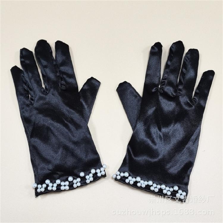 Evening Galas Short Gloves Lady Stage Performances Wrist Length Wedding Gloves