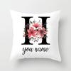 Personalized Name Flower Letter Pillow Case Alphabet Print White Square Pillow Case Dust Cover Bedroom Party Decoration
