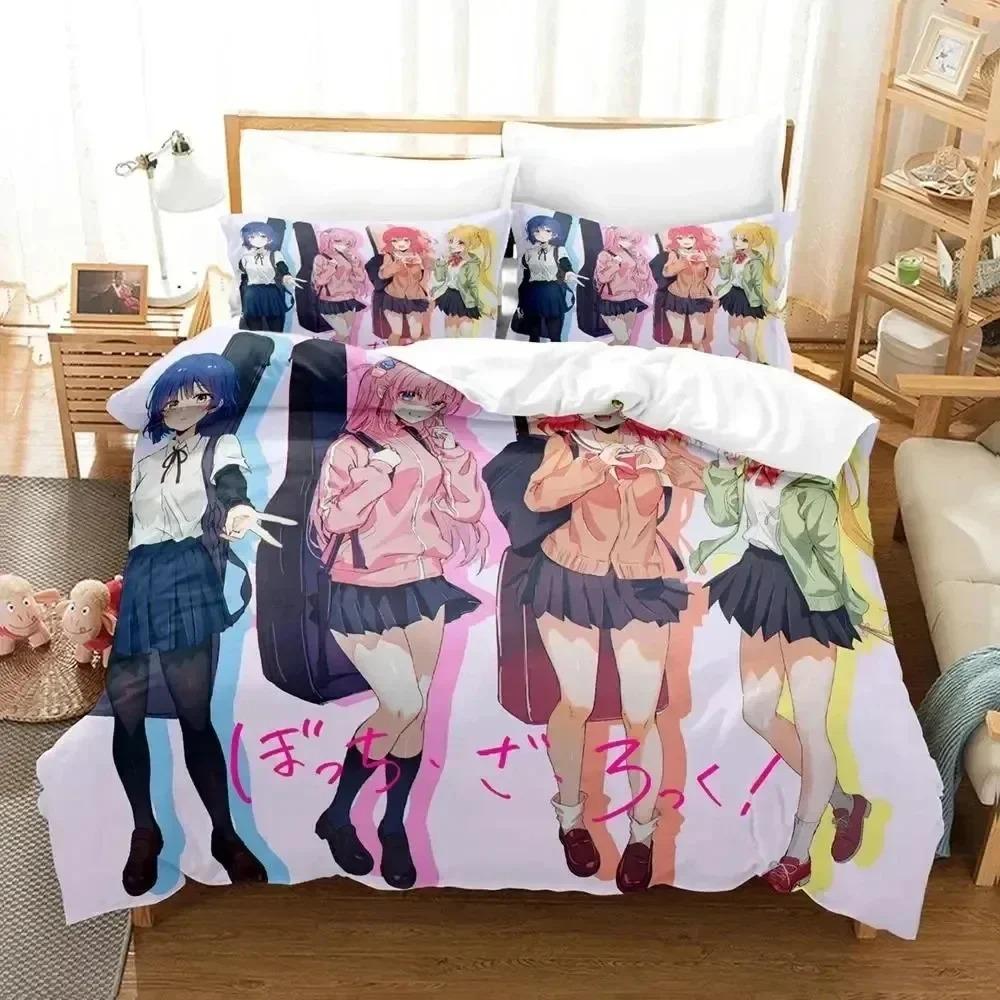 

3D Print Anime Hitori Gotoh Bochi the Rock Beding Set Soft Duvet Cover Bed Linen Set Comfortable Quilt Cover Pilowcase Quen Young Boys Adult People 135*200cm Eu-Single
