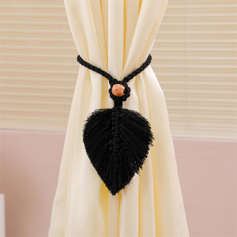 Curtain Holdback Braided Tie Back Holder Bohemian Home Decoration Handmade Curtain Tiebacks Macrame Tassel Leaf Shaped