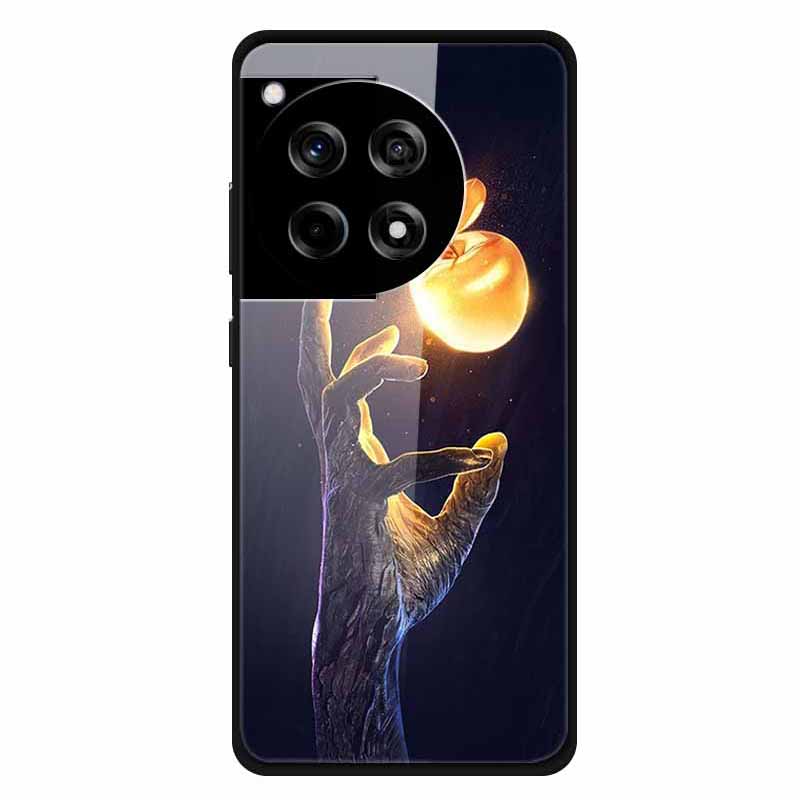 For OnePlus 12R 5G/Ace 3 5G Case Stylish Pattern PC+TPU+Tempered Glass Cell Phone Cover
