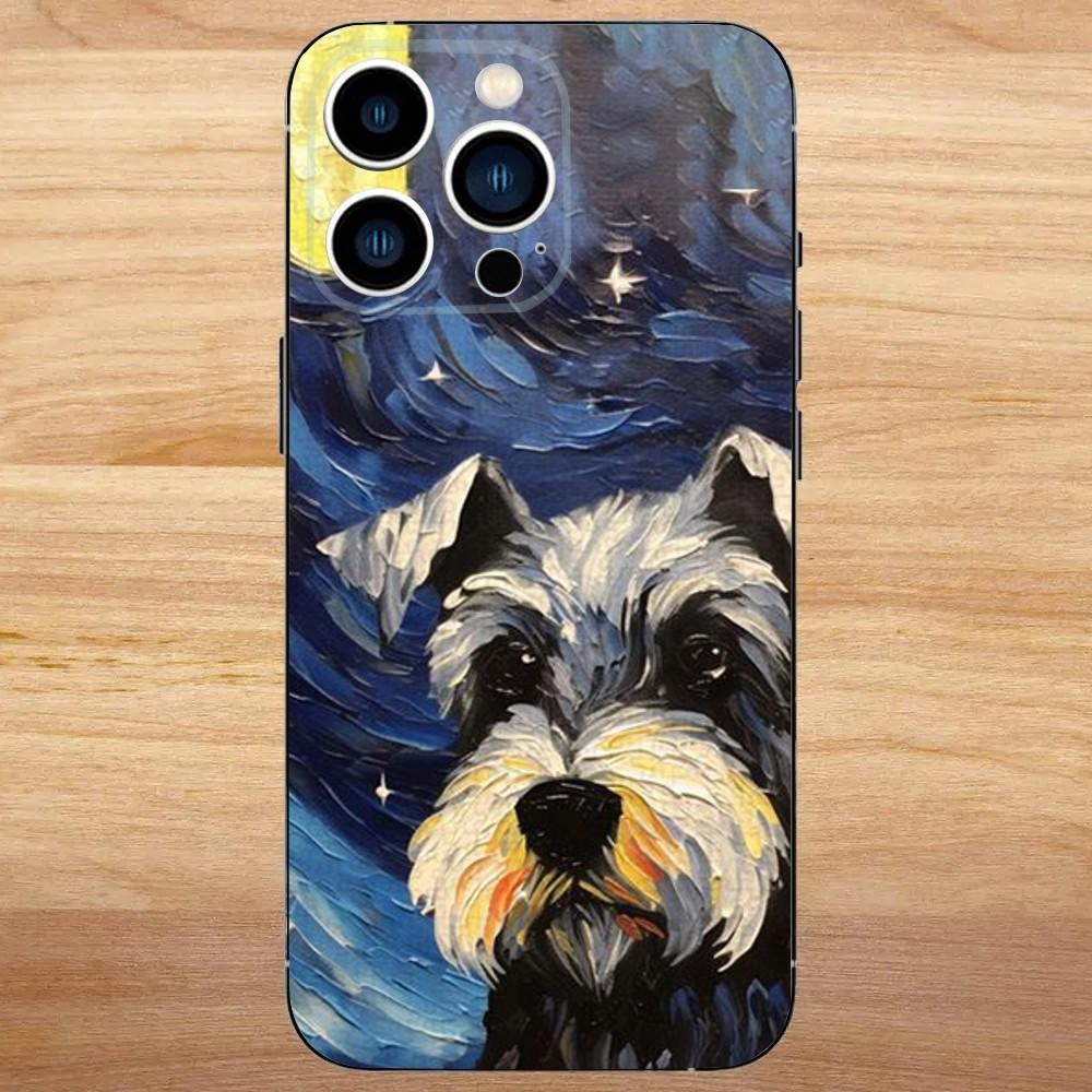 

Cartoon Schnauzer Dog Phone Case For iPhone 16,15,14,13,12,11,Mini,Pro,SE,MAX White Matte Shockproof Cover iPhone12mini