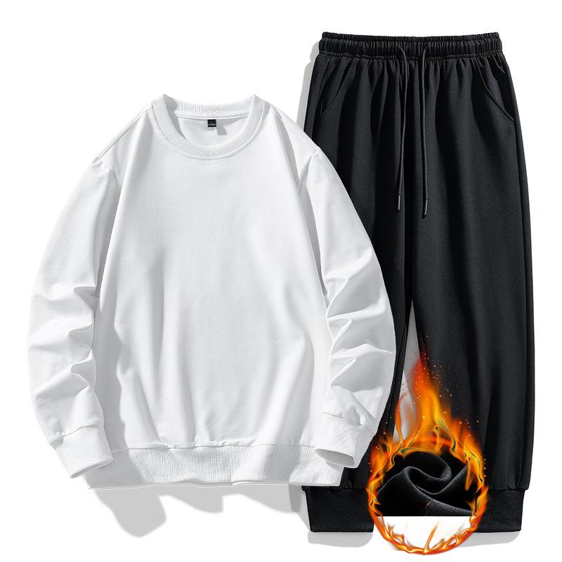 

Men s Crewneck Hoodie Sports Suit Autumn and Winter New Fashion Brand Solid Color Casual Pants with a Set M