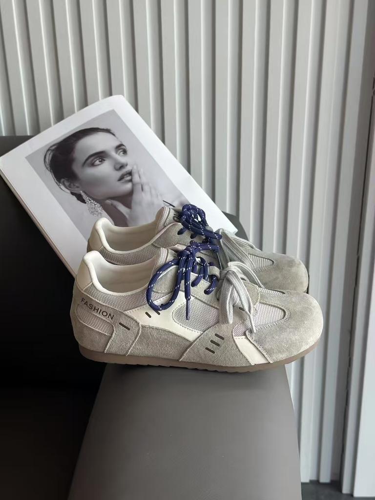 Lightweight soft sole~ leather ugly cute German training shoes women's 2024 winter new two-color shoelaces platform casual Forrest Gump shoes