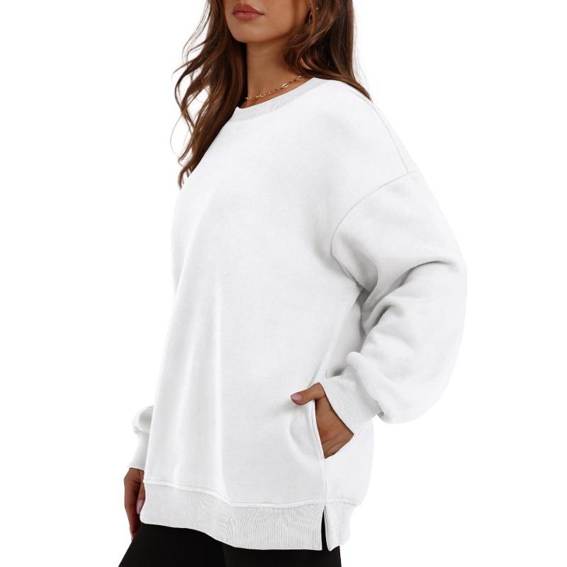 VEZFAA Moda dame ocazional primăvară toamnă imprimeu culoare uni cu mânecă lungă cu decolteu O bluze și cămăși