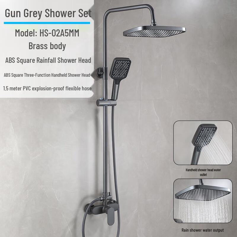ZISIZ Gunmetal Grey Copper Shower Faucet