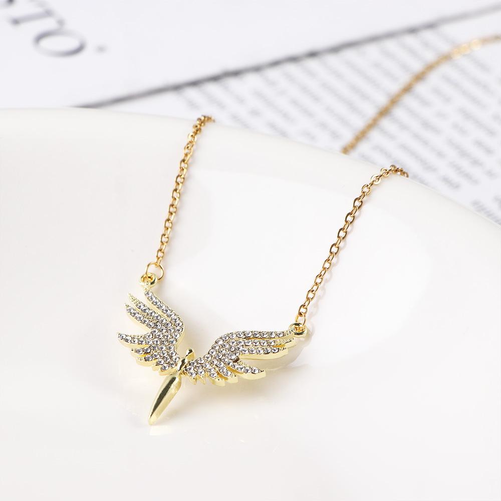 Zinc Zinc Alloy Rhinestones Angel Wings Crystal Woman Necklaces Korean Neck Jewelry Choker Clavicle Chain