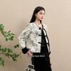 Sancai Winter Jacquard Round Neck Frog Button Cardigan