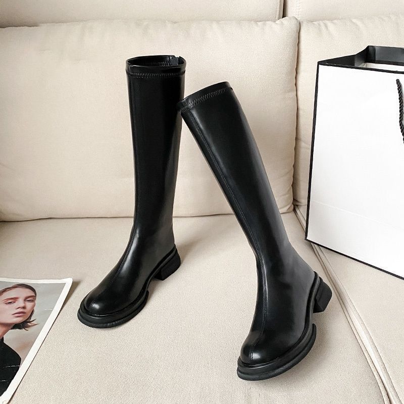 European knight boots long boots but versatile high knee age high boots thick sole 35