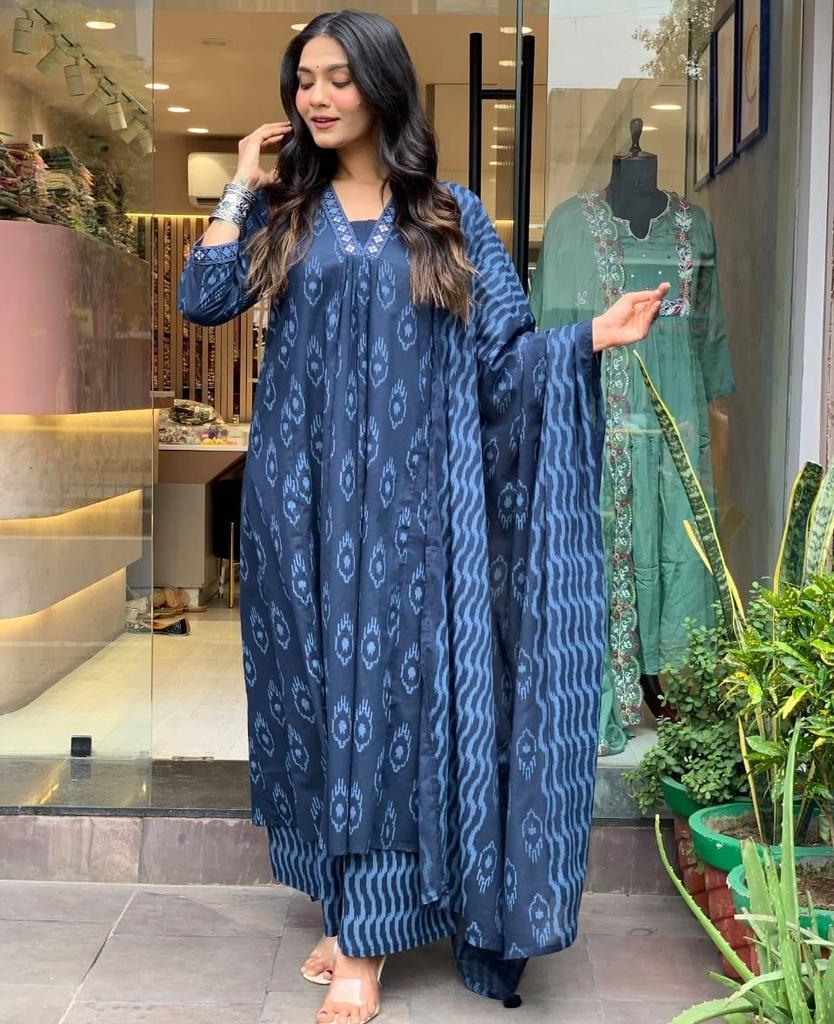 Indian Women Designer Kurta Pant Dupatta Set Bollywood Top Tunic Kurti Salwar Suit Dress