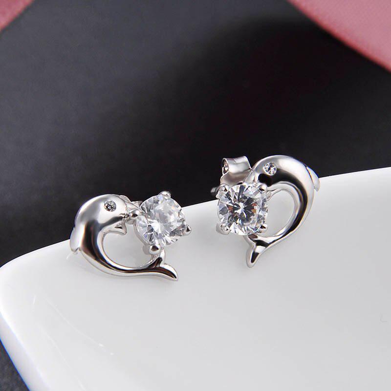 Tancise Silver 925 Heart-shaped Stud Earrings with AAA Zircon    for Women Fashion Fine Wedding Party Jewellery Gifts