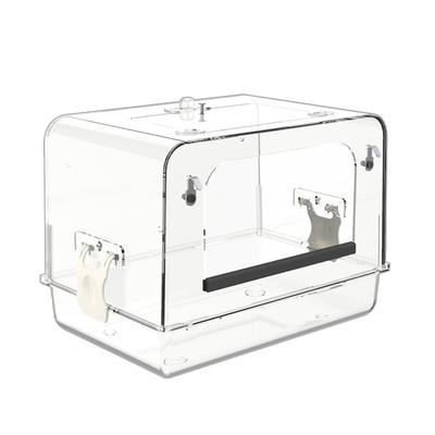 1PCS Bird Bath Box For Cage Bird Large Detachable Bathtub Shower Box Parrot Acrylic Clear Hanging Bath Box With Anti Slip Strip