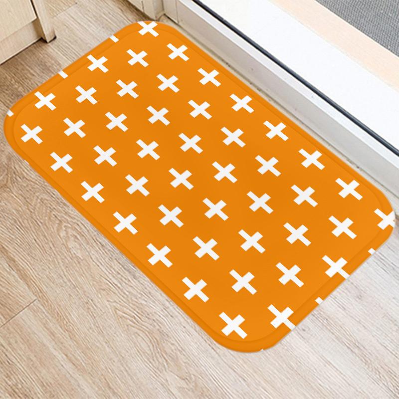 Fashion Orange Geometric Pattern Entrance Door Mat Bathroom Kitchen Anti-Slip Floor Indoor Room Home Decor Non-Slip Rug