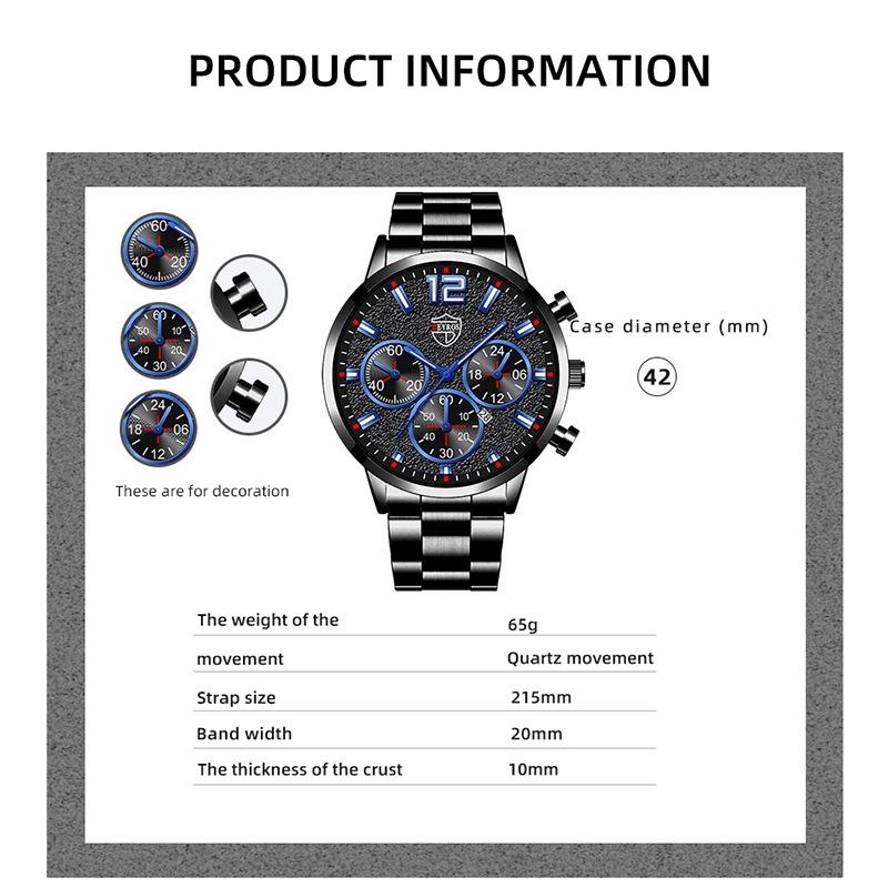 Trendy Fashion Herren Kalender Uhr Edelstahl Uhr Student Uhr Casual Quarz Uhr Männer