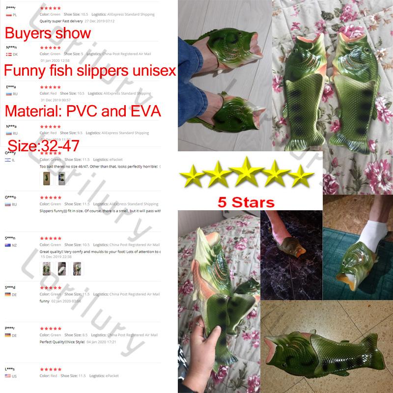 Fashion Funny Fish Slippers for Men Summer Family Beach Shoes Slides  Large Size 24-47 Slippers Boy Sandals  Unisex Man Flat Flip Flops