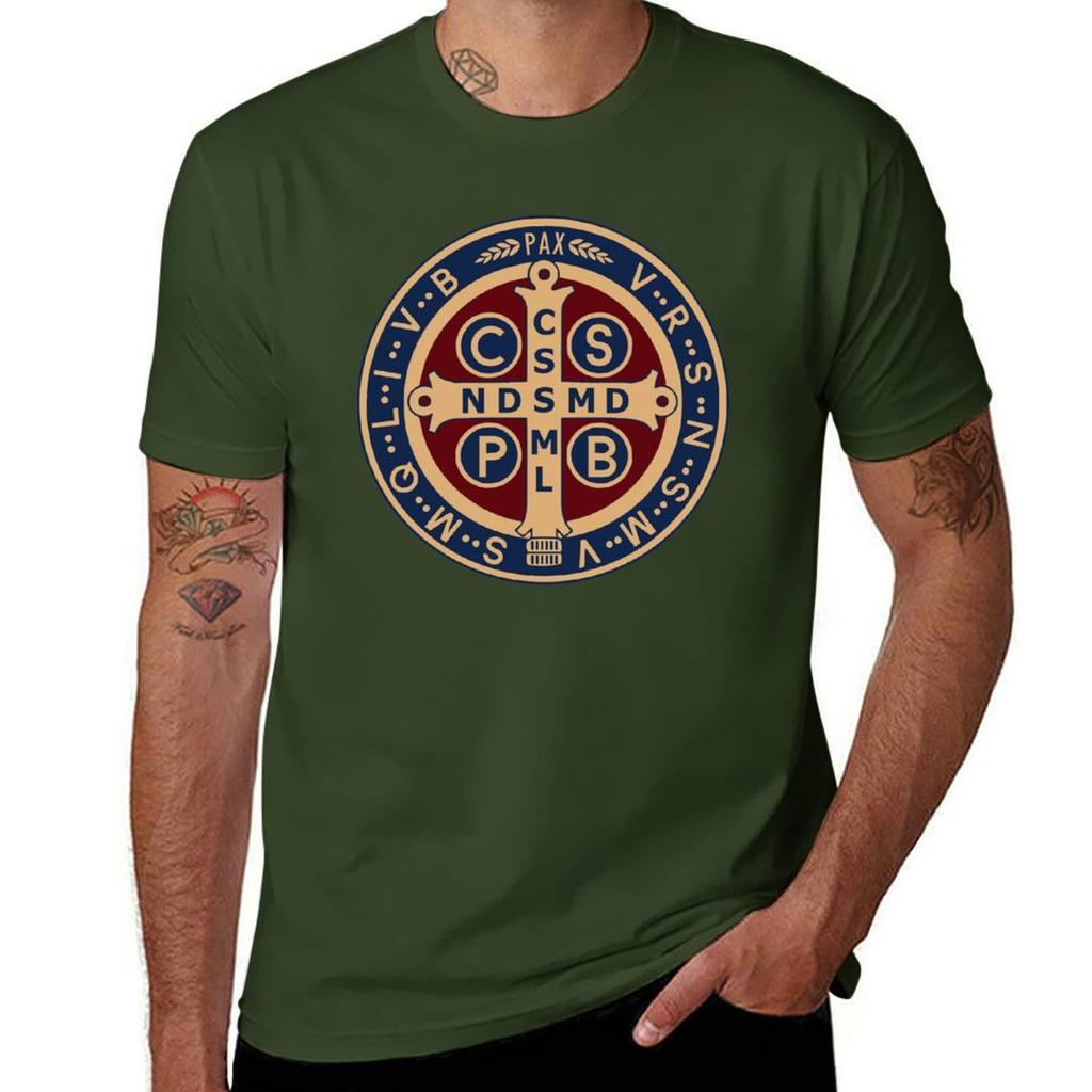 Saint Benedict Medal Tshirt Sports Fans Boys Whites Plus Size Tops Unisexs Workout Shirts
