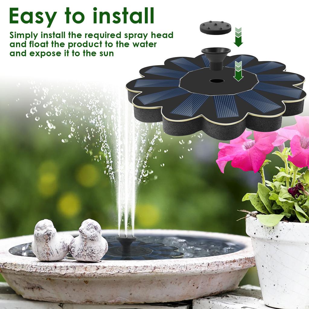 Solar Fountain Pump Bird Bath Fountain Garden Outdoor Water Pool Pond Floating Decor With 5 Nozzles Solar Panel