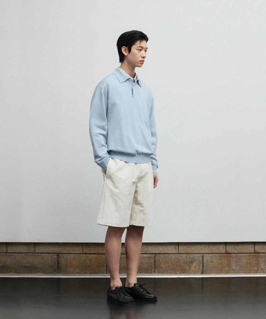 BLANKROOM Polo Knit_Glass Blue