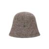 VARZAR VA Curved Oval Metal Washed Knit Bucket Hat Brown