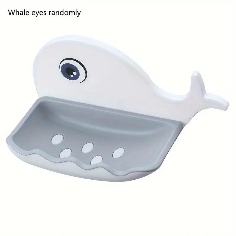 1pc Cute Whale Shaped Soap Box, Removable, Washable, Drainable Soap Rack, Bathroom Organizer, Wall Mount Decorative Soap Holder