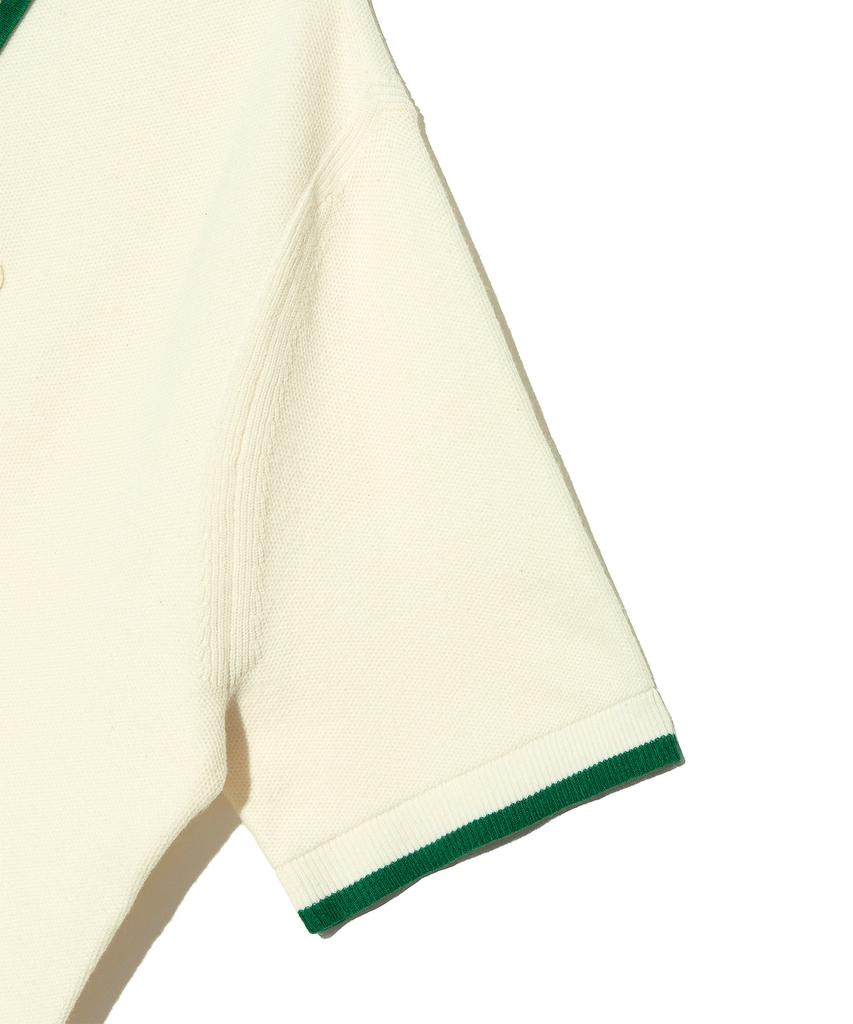 LEE Collar Contrast Short Sleeve Knit Ivory