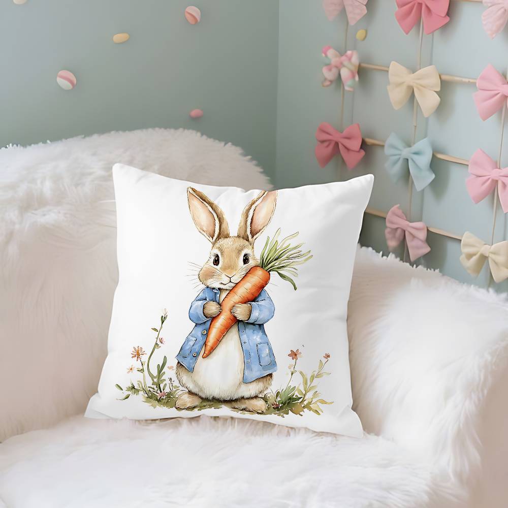 PPeters RRabbits Case Plush Fabric Soft Pillowcase Double Sided Print Cushion Cover Household Gifts
