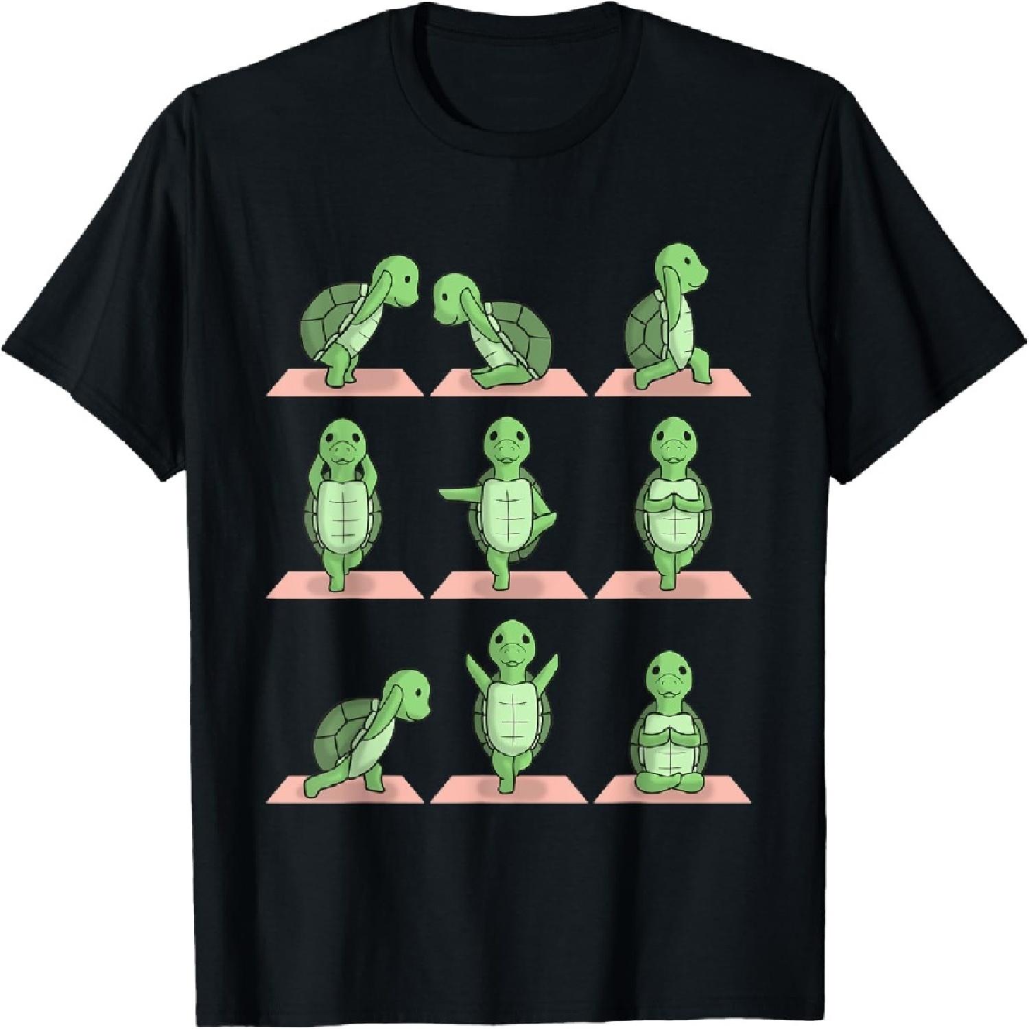 Turtle Yoga Pose Zen Cute Workout Exercise Yogi Funny T-Shirt S