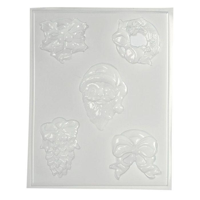 Moule thermoformé - GRAINE CREATIVE - Décor de Noël N°3 - 5 motifs - Démoulage facile - Multicolore