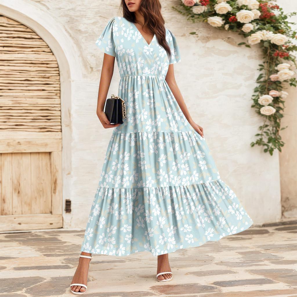 Women's Flowy Dresses Women's Summer Dresses Casual Short Sleeve Maxi Dresses Formal Maxi Dresses