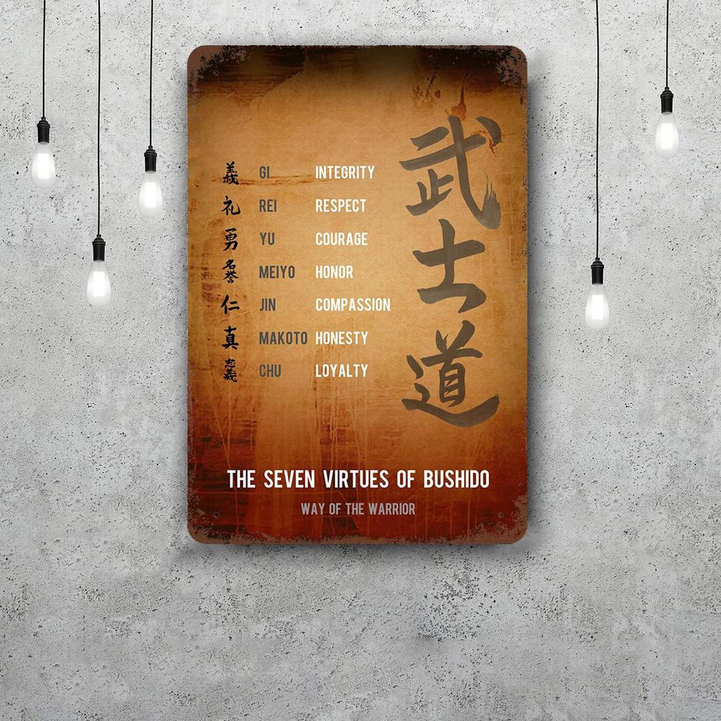 Samurai Warrior Vintage Metal Tin Signs Posters Decor Retro Metal Plaque Wall Art Decor for Garage Bar