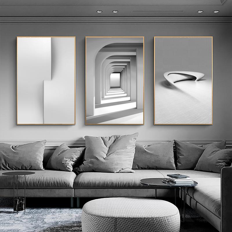 Nordic Black White Geometry Space Art Malba plakátů Tisk Abstraktní 3D obrazy na zeď do obývacího pokoje Morden Decor