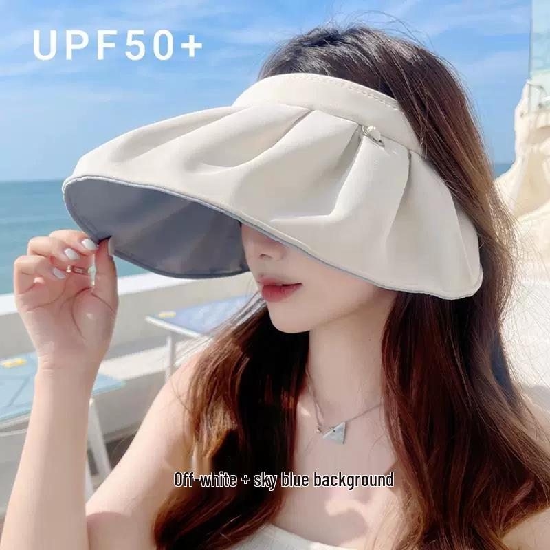 Women's Open-Top Sun Hat with UV Protection, Large Brim for Outdoor Cycling and Sunshade