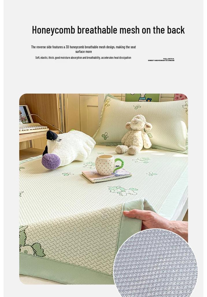 Ice Silk Cooling Mat Set - Jacquard, Machine Washable, Foldable, 3-Piece for Summer
