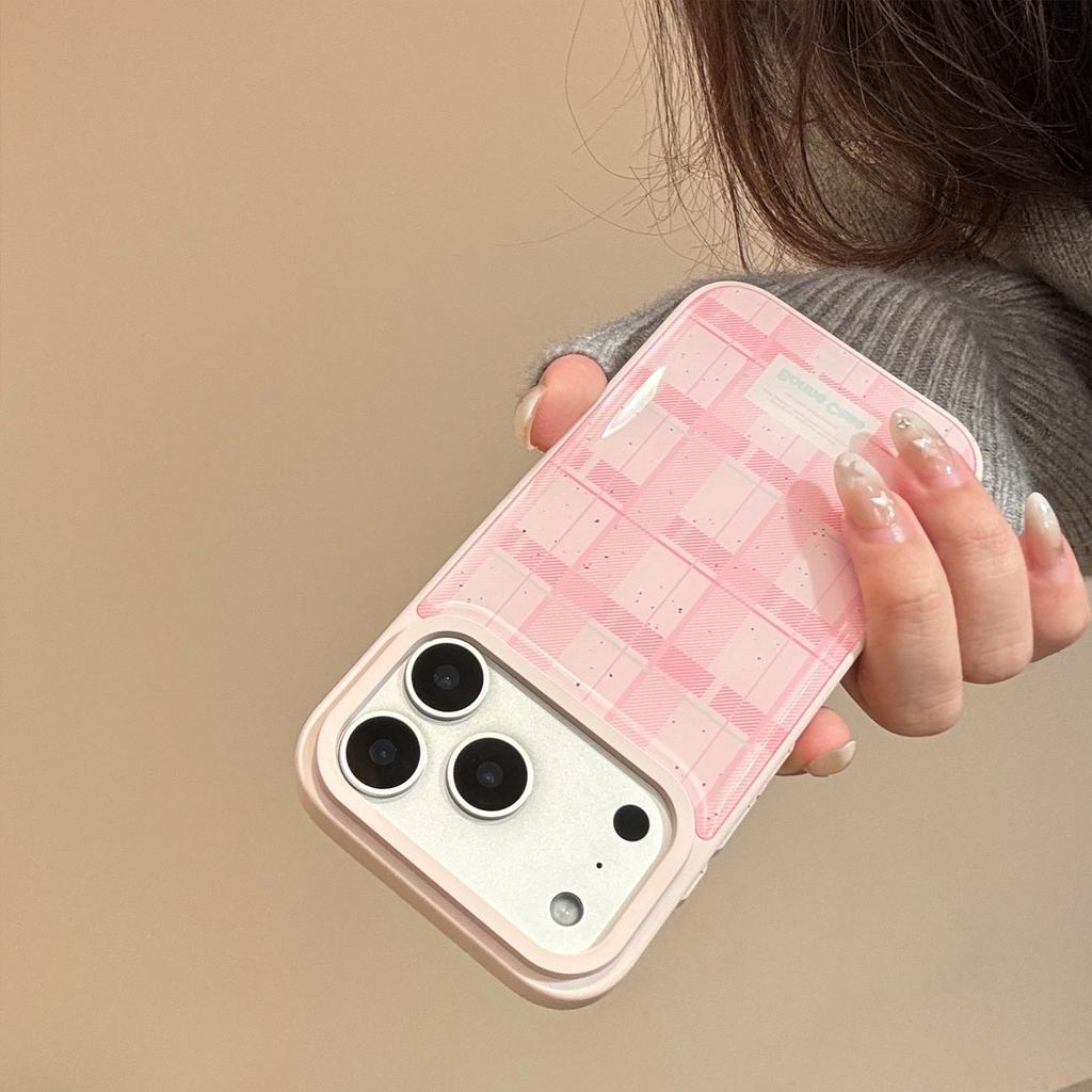 Epoxy Powder Checkered Pattern Phone Case for iPhone 17 Pro Max, 15, Suitable for iPhone 16, Huawei, Samsung 13, Sweet Korean Style