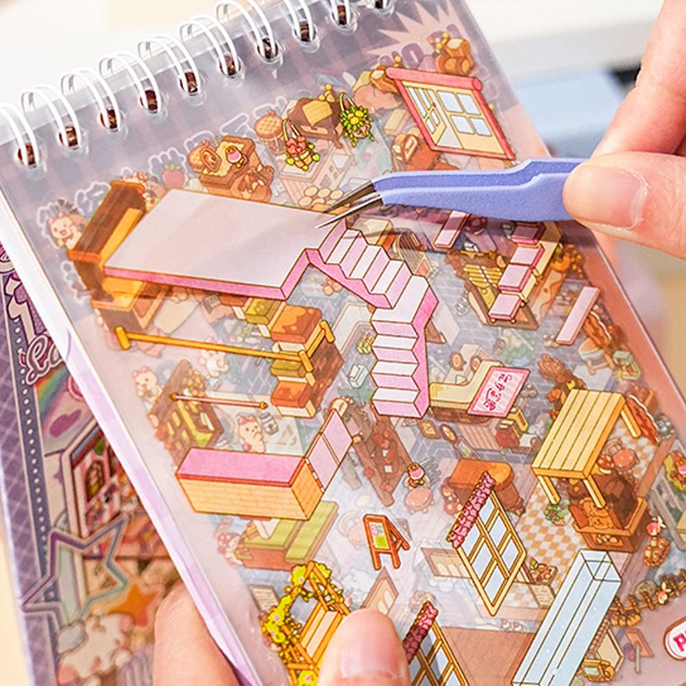 20 stk 20 i 1 tegneserie landskap klistremerkebok DIY 3D lommehytte scene klistremerker Gave til barn
