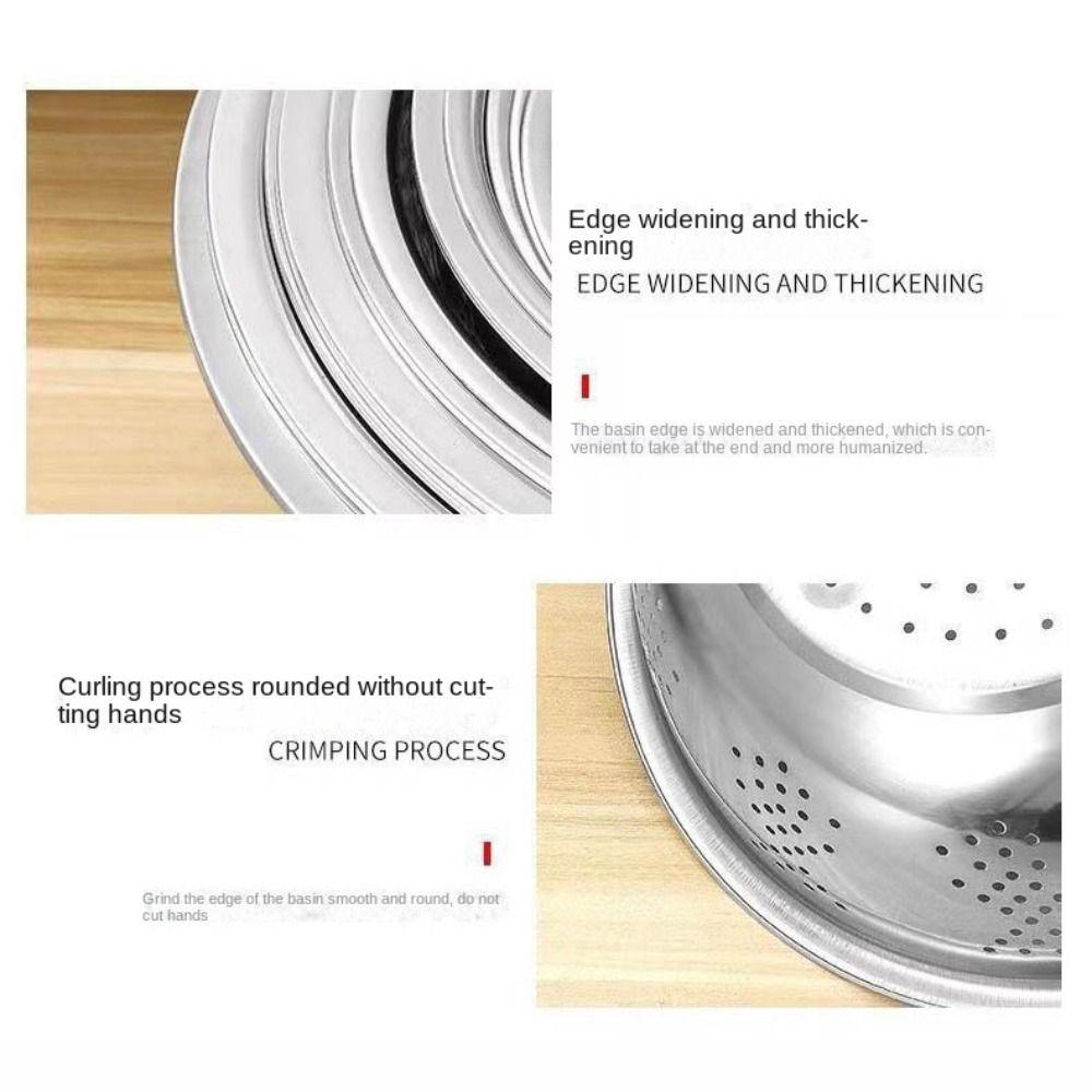 Stainless Steel Grater Basin Round Rice Washing Basin Convenient Filter Net Bowls  Fruit
