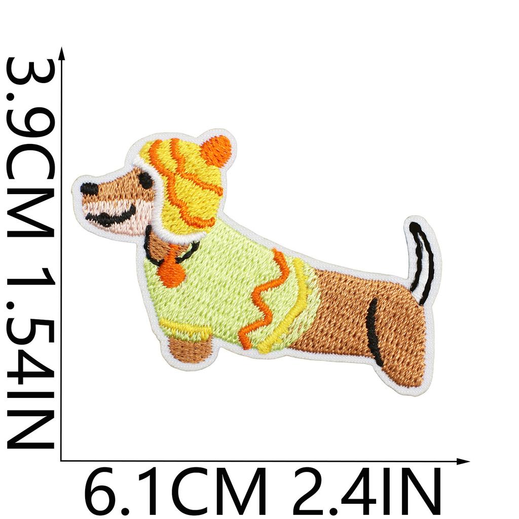 Korean Cute Dachshund Dog Embroidery Cloth Sticker Diy Bag Dress Up Puppy Patch Sticker Computer Embroidery Zhang Zai Ironing