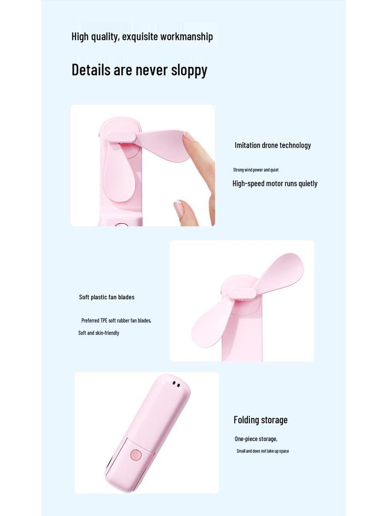 Tragbarer USB-Wiederaufladbarer Mini-Faltventilator mit individuellem Logo