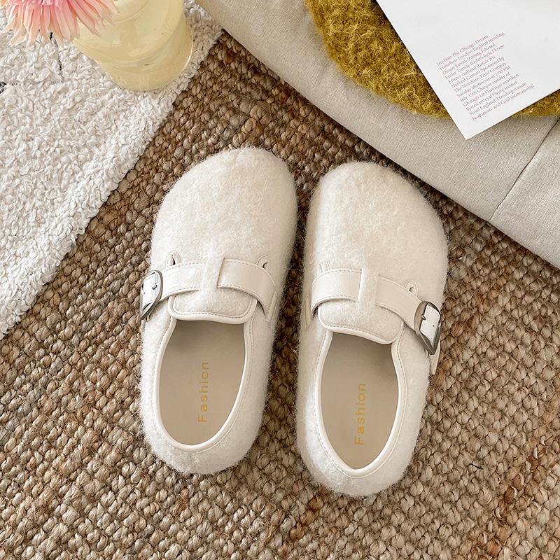 

Интернет знаменитости белые увеличенные тапочки-мешки на толстой подошве женская летняя одежда 2025 новые нескользящие полутапочки Boken с одной педалью 39 бежевый