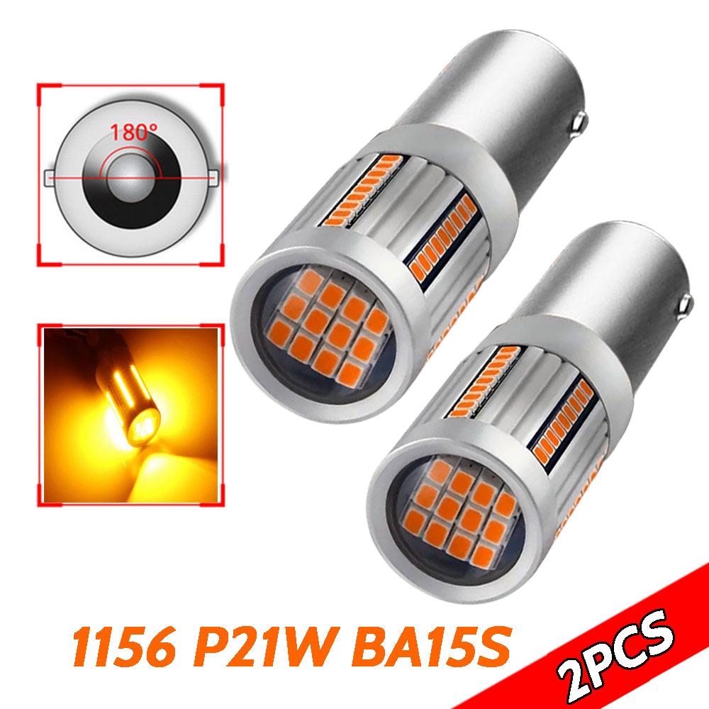 Supber Bright 66SMD 7507 PY21W BAU15S 1156 P21W BA15S T20 7440 WY21W LED Bulb Amber Yellow Turn Signal Light Canbus Error Free