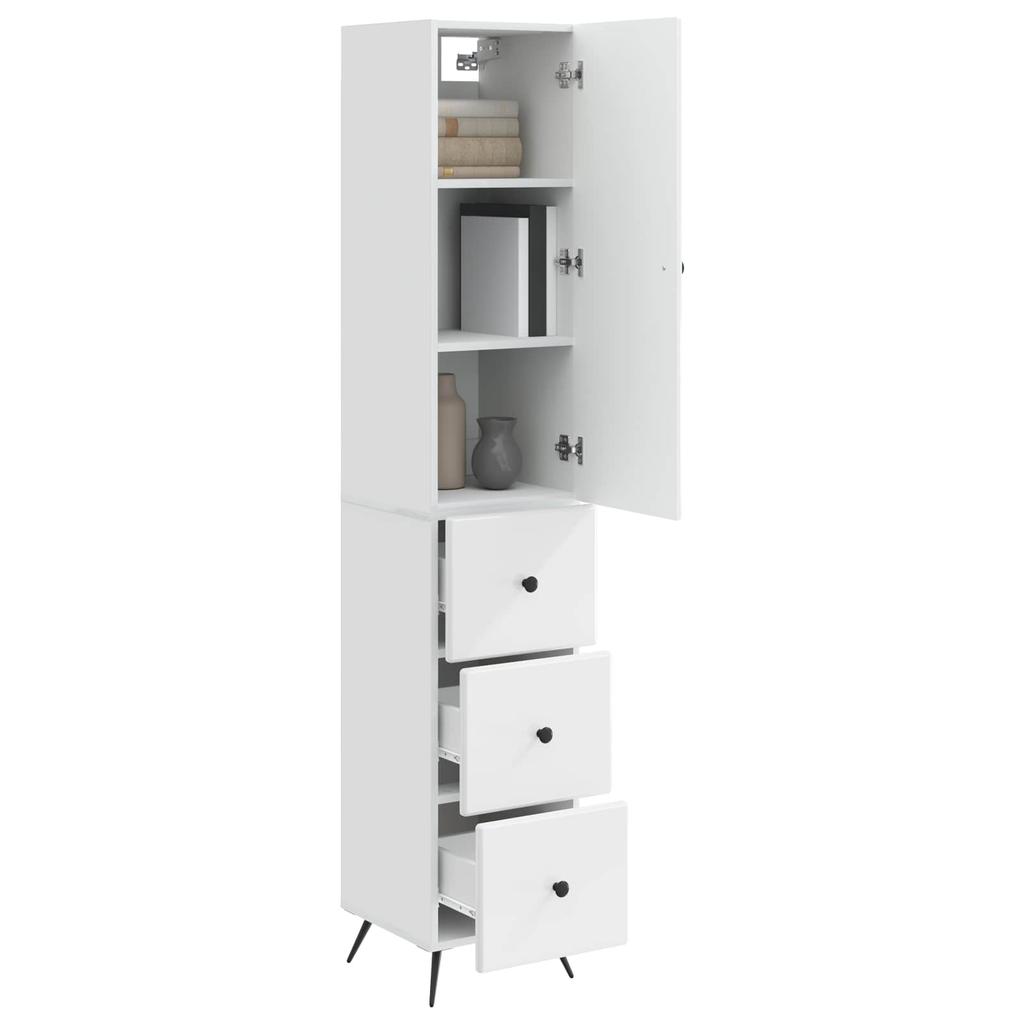 Cabinet Set 2 Pcs High Gloss White 34.5 X 34.5 X 90 Cm