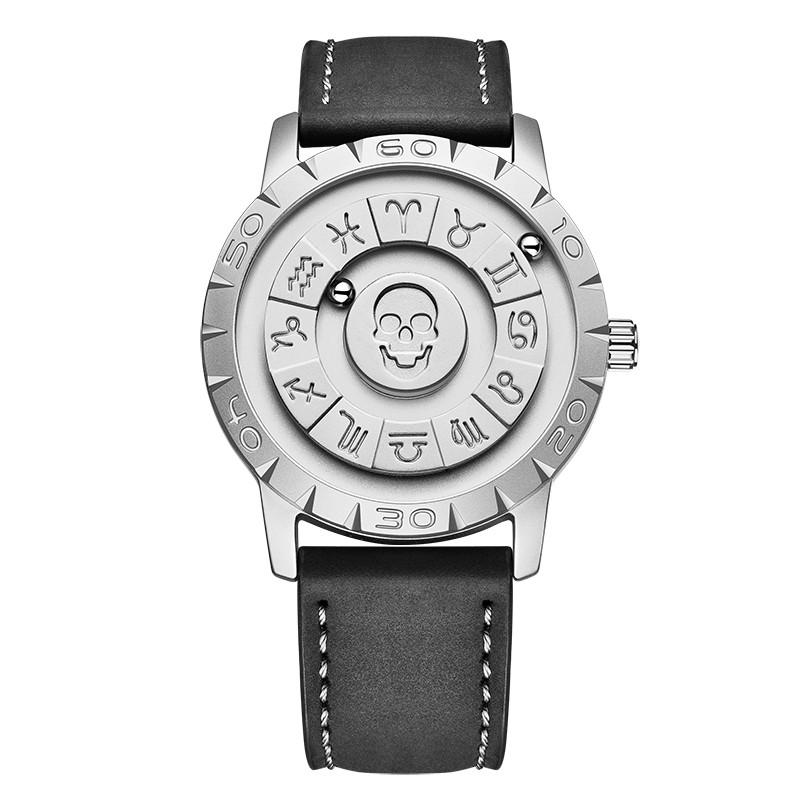 Fashion Leather Watch Men Creative Rolling Pointer Design Watch Men Casual Business Military Men's Quartz WristWatches