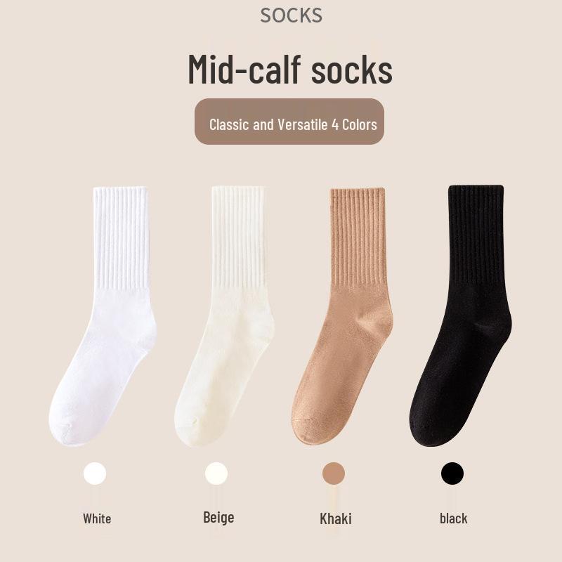 

Модные женские носки до середины икры, черно-белые - Универсальный осенне-зимний стиль White