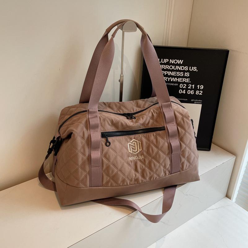 Rhombus Fitness Bag Portable Yoga Bag Women's Dry and Wet Separation Waterproof Large Capacity Luggage Bag Short-haul Travel Bag