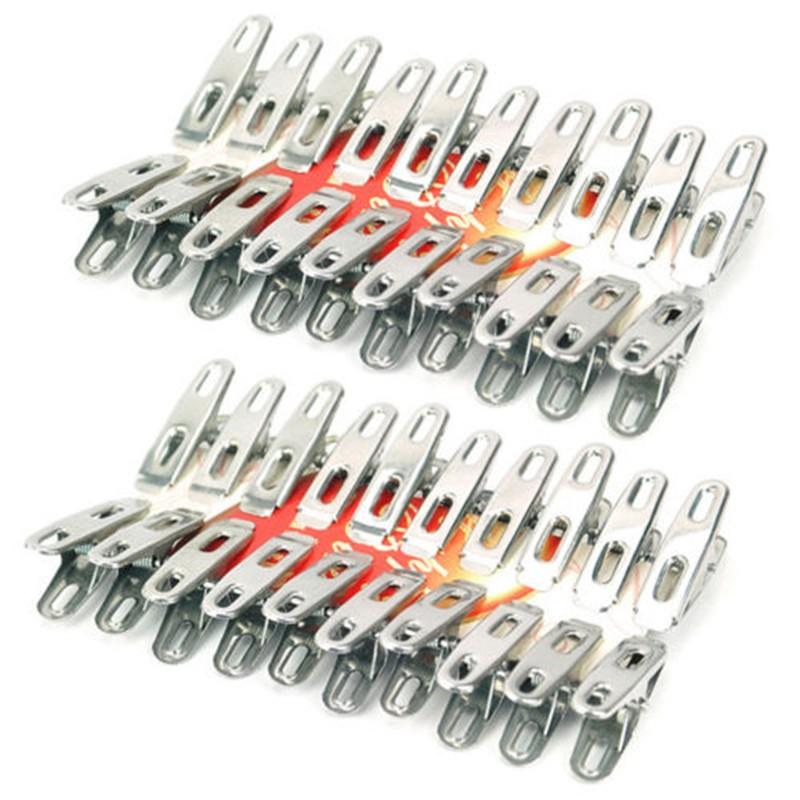 40pcs Practical Stainless Steel Clothes Pegs Clips Socks Clips Pins Clamps