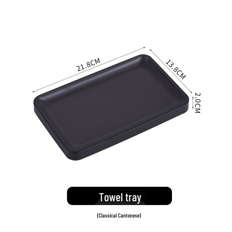 Hotel Bathroom Essentials Set: Washstand Tray, Disposable Toothbrushes, Tissue & Tea Box, Remote Holder