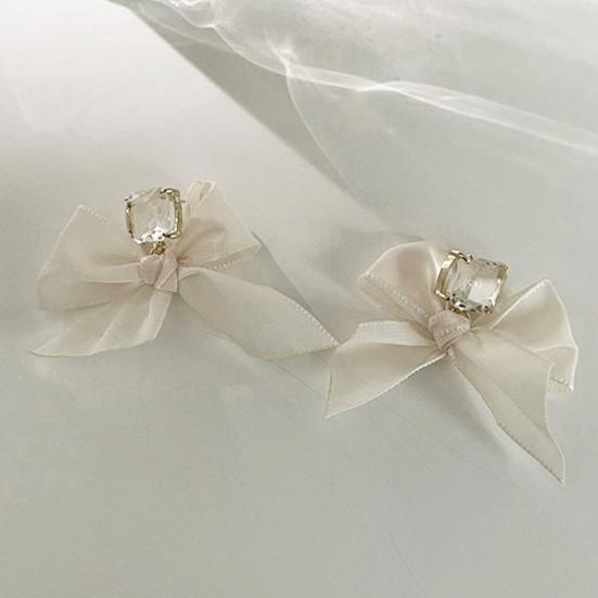 1 Pair Dangle Earrings Bowknot Fabric Jewelry Sweet Long Lasting Earrings for